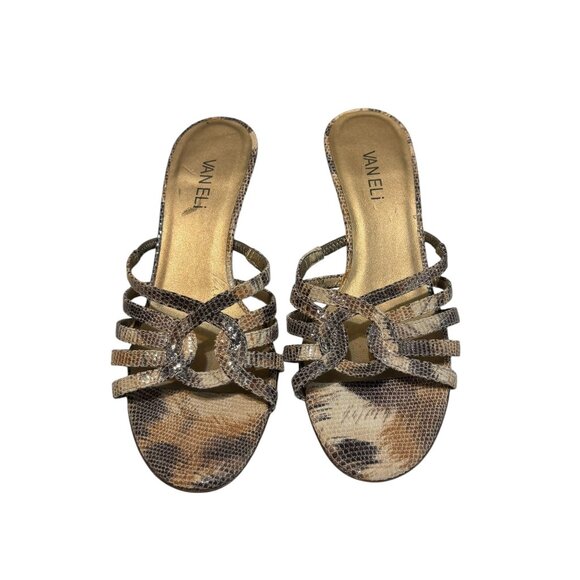 Vaneli Leather Snake Print Kitten Heel Strappy Sandals - Picture 9 of 12